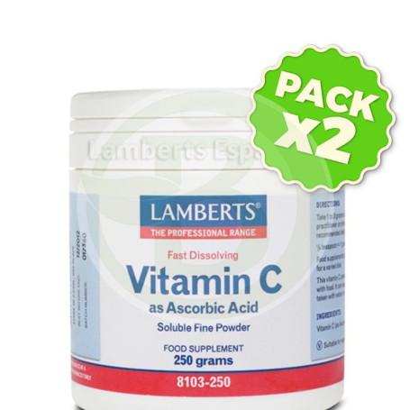Pack 2x Ácido Ascórbico 250Gr. Lamberts