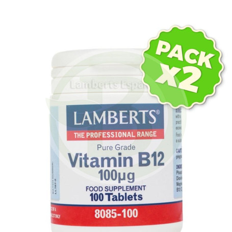 Pack 2x Vitamina B12 100µg. Lamberts