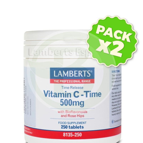 Pack 2x Vitamina C 500Mg. 250 Tabletas con Bioflavonoides Lamberts