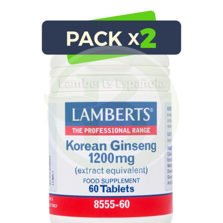 Pack 2x Ginseng Koreano 60 Tabletas Lamberts