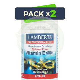 Pack 2x Vitamina E Natural 180 Tabletas 400UI Lamberts