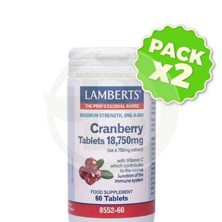 Pack 2x Cranberry 18.750Mg. 60 Tabletas Lamberts