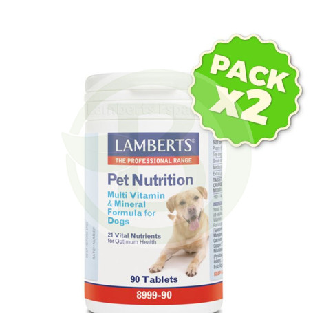 Pack 2x Pet Nutrition (Multivit. y Minerales para Perros) 90 Tabletas Lamberts
