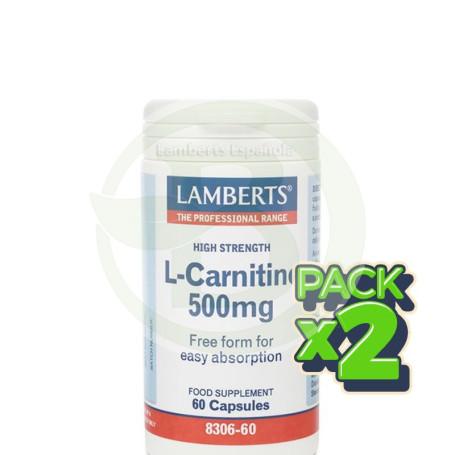 Pack 2x L-Carnitina 500Mg. 60 Cápsulas Lamberts