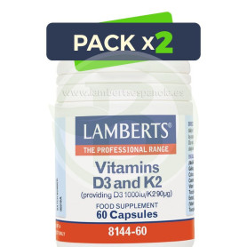 Pack 2x Vitamina D3 y K2 60 Cápsulas Lamberts