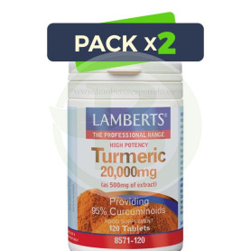 Pack 2x Turmeric (Cúrcuma 20.000Mg.) 120 Tabletas Lamberts