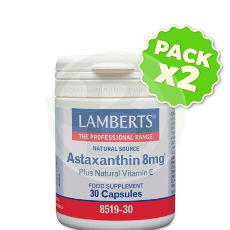 Pack 2x Astaxantina con Vitamina E 30 Cápsulas Lamberts