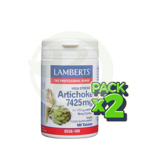 Pack 2x Artichoke 7425Mg (16Mg Cinarina) 180 Tablets Lamberts