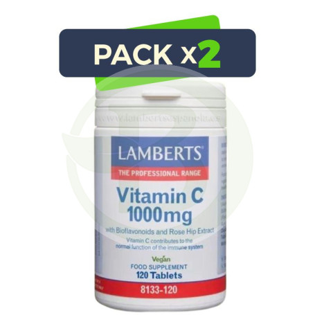 Pack 2x Vitamina C 1000Mg Bioflavonoides 120 Tabletas Lamberts