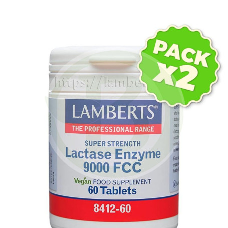 Pack 2x Lactase Enzyme 9000Fcc 60 Tabletas Lamberts