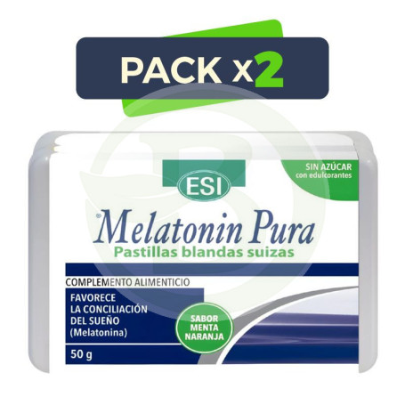 Pack 2x Melatonin Pura 1Mg Pastillas Blandas Suizas 50G Esi