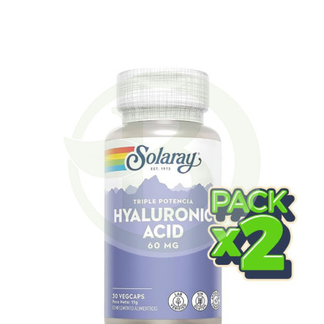 Pack 2x Ácido Hialurónico 60Mg. 30 Cápsulas Solaray