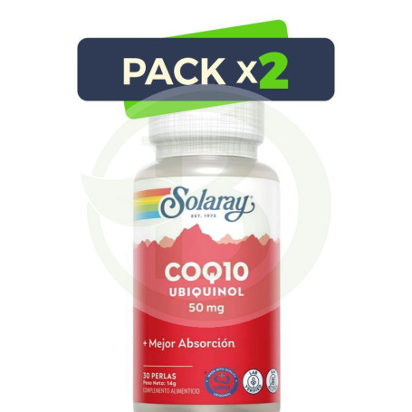 Pack 2x Ubiquinol CoQ10 50Mg. 30 Perlas Solaray