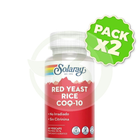 Pack 2x Red Yeast Rice Plus Q10 60 Cápsulas Solaray
