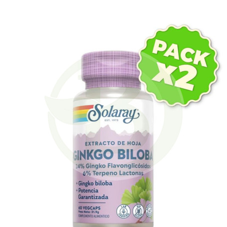 Pack 2x Ginkgo Biloba 60Mg. 60 Cápsulas Solaray