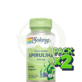 Pack 2x Espirulina 410Mg. 100 Cápsulas Solaray