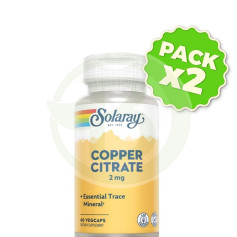 Pack 2x Cobre Citrato 2Mg. 60 Cápsulas Solaray