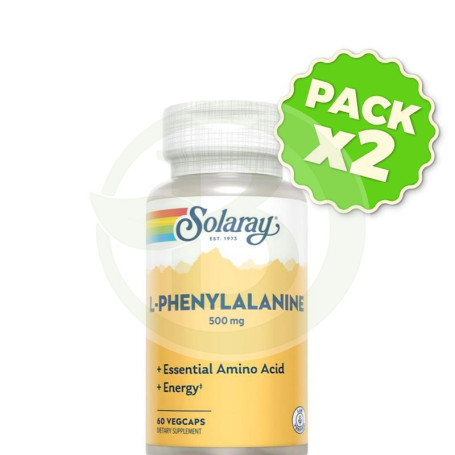 Pack 2x DL-Phenylalanine 500Mg. 60 Cápsulas Solaray