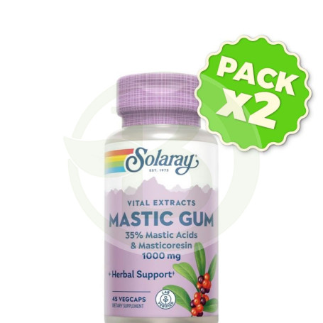 Pack 2x Mastic Gum 500Mg. 45 Cápsulas Vegetales Solaray