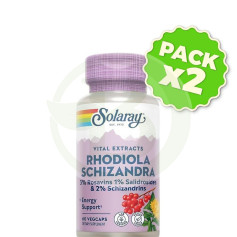 Pack 2x Rhodiola & Schizandra 500Mg. 60 Cápsulas Solaray