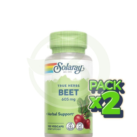Pack 2x Beet Root (Remolacha) 100 Cápsulas Vegetales Solaray