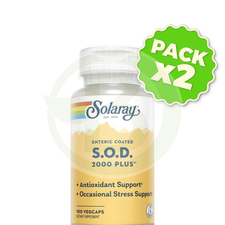 Pack 2x S.O.D 2000 Plus 100 Cápsulas Vegetales Solaray