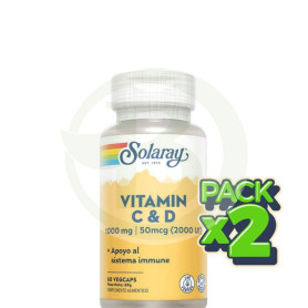 Pack 2x Vitamina C+D 60 Cápsulas Solaray