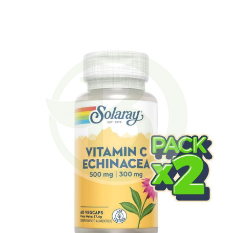 Pack 2x Vitamin C con Echinacea 60 Cápsulas Solaray