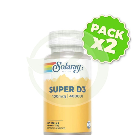 Pack 2x Super D3 4000Ui 100 Perlas Solaray