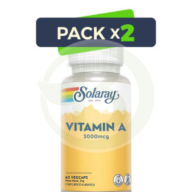 Pack 2x Vitamina a 10,000 Ui - 60 Vegcaps Solaray