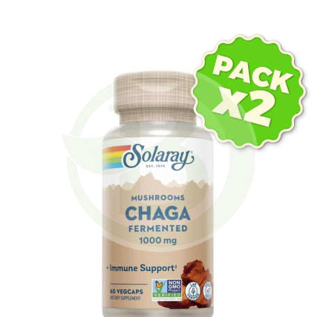 Pack 2x Chaga Fermented 500 Mg. - 60 Vegcaps Solaray