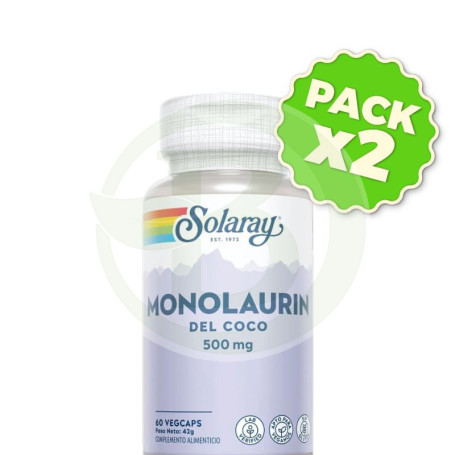 Pack 2x Monolaurin 500Mg 60 Cápsulas Vegetales Solaray