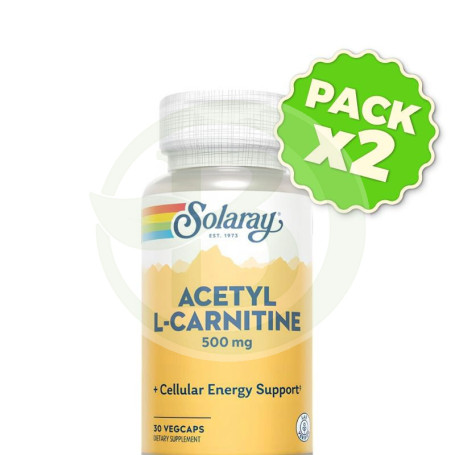 Pack 2x Acetyl L-Carnitine 500Mg 30 Cápsulas Vegetales Solaray