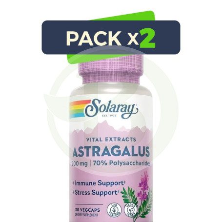 Pack 2x Astragalus Extracto De Raíz 200Mg 30 Cápsulas Vegetales Solaray