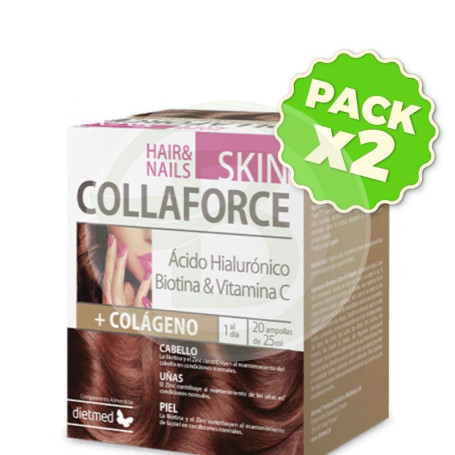 Pack 2x Collaforce Skin Hair Nails 20 Ampollas Dietmed