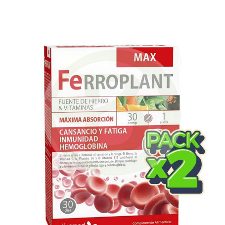 Pack 2x Ferroplant Max 30 Comprimidos Dietmed