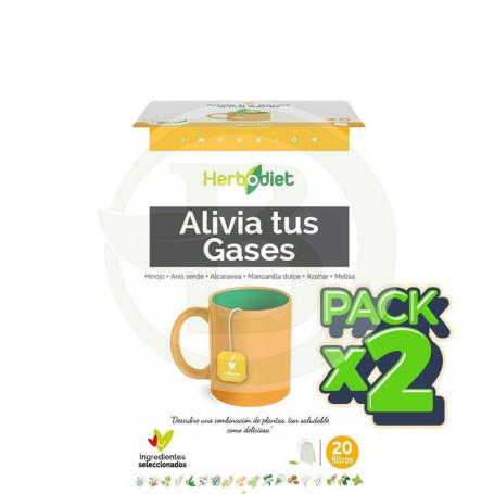 Pack 2x Herbodiet Alivia Tus Gases 20 Filtros Nova Diet