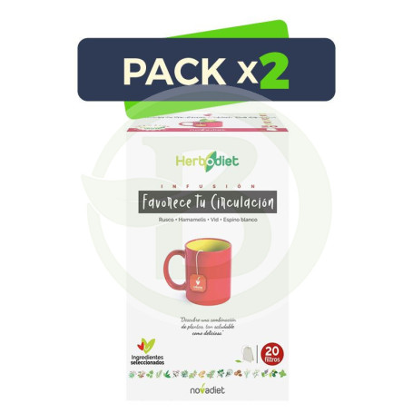 Pack 2x Herbodiet Favorece Circulación 20 Filtros Nova Diet