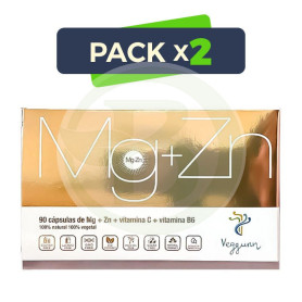 Pack 2x Magnesio + Zinc + Vit C + B6 90 Capsulas Veggunn