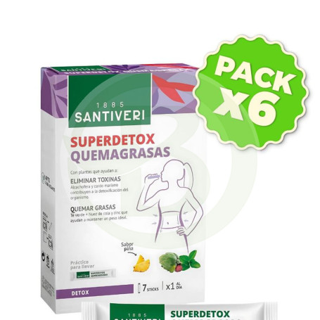 Pack 6x Superdetox Quemagrasas 7 Sticks Santiveri