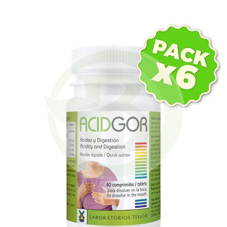 Pack 6x Acidgor 40 Comprimidos Tegor