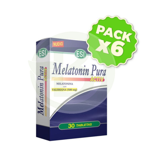 Pack 6x Melatonina Pura Active Con Valeriana 30 Tabletas ESI - Trepat Diet