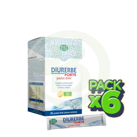 Pack 6x Diurerbe Forte Limón 24 Pocket Drink ESI - Trepat Diet