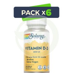 Pack 6x Vitamina D3 400UI 120 Perlas Solaray