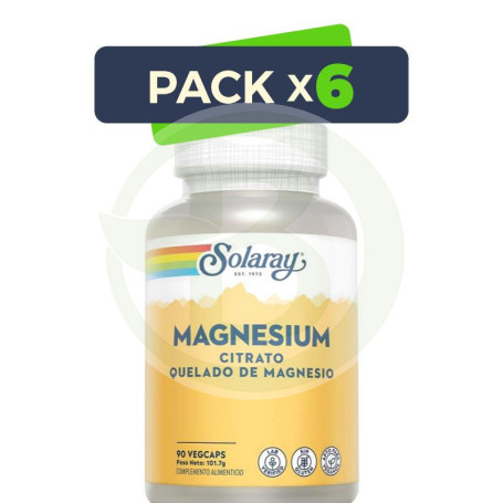 Pack 6x Magnesium 90 Cápsulas Solaray