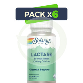 Pack 6x Lactase 40Mg. 100 Cápsulas Solaray
