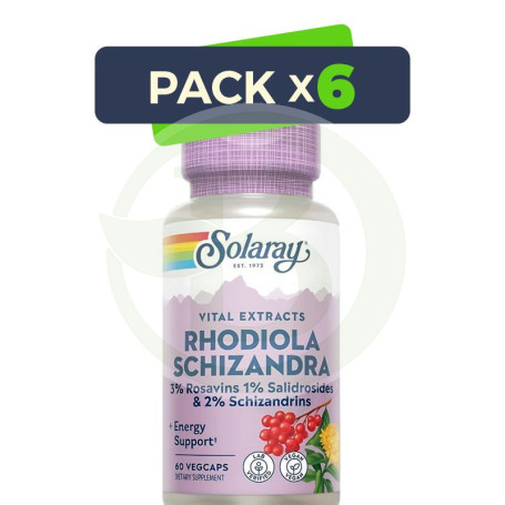 Pack 6x Rhodiola & Schizandra 500Mg. 60 Cápsulas Solaray