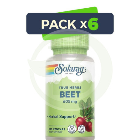 Pack 6x Beet Root (Remolacha) 100 Cápsulas Vegetales Solaray