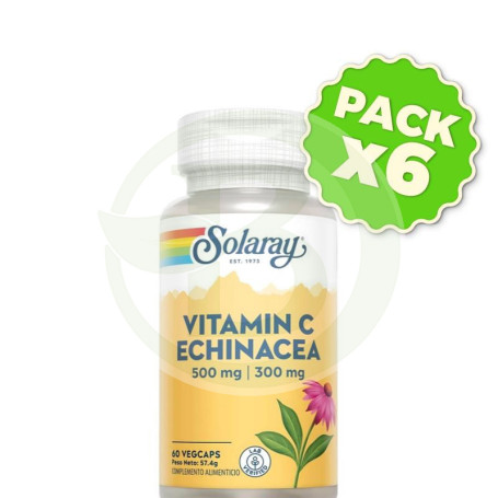 Pack 6x Vitamin C con Echinacea 60 Cápsulas Solaray