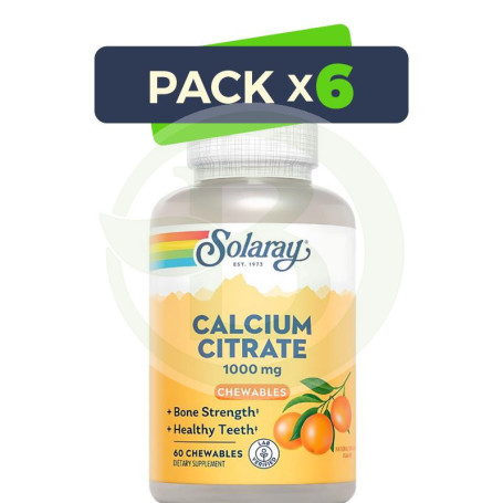 Pack 6x Calcium Citrate 60 Comprimidos Naranja Solaray